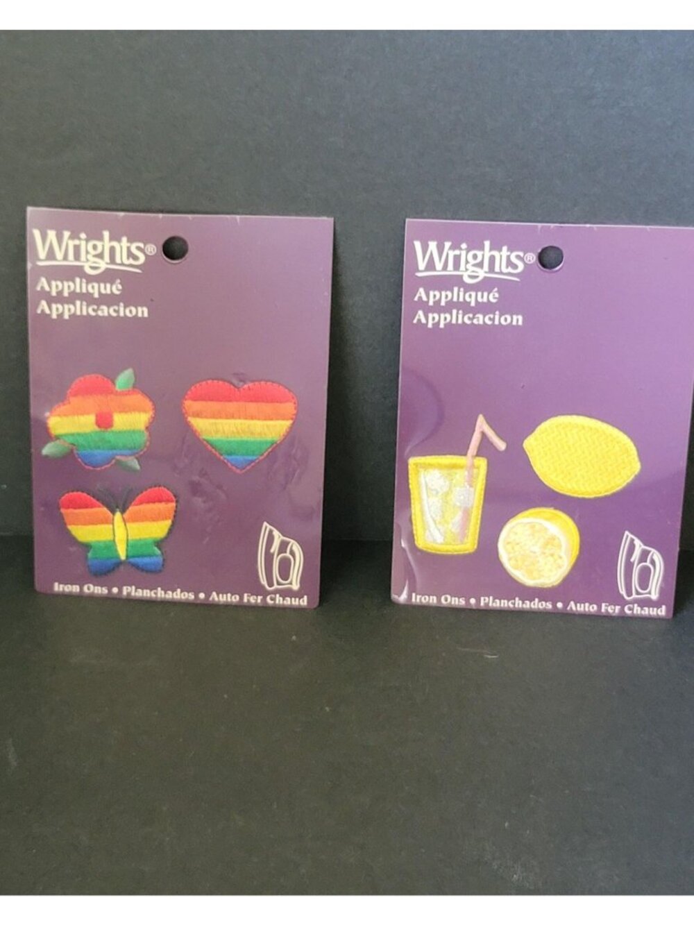 Vintage Wright's Applique Patches Set of 6 Rainbow Flower Heart Butterfly Lemona